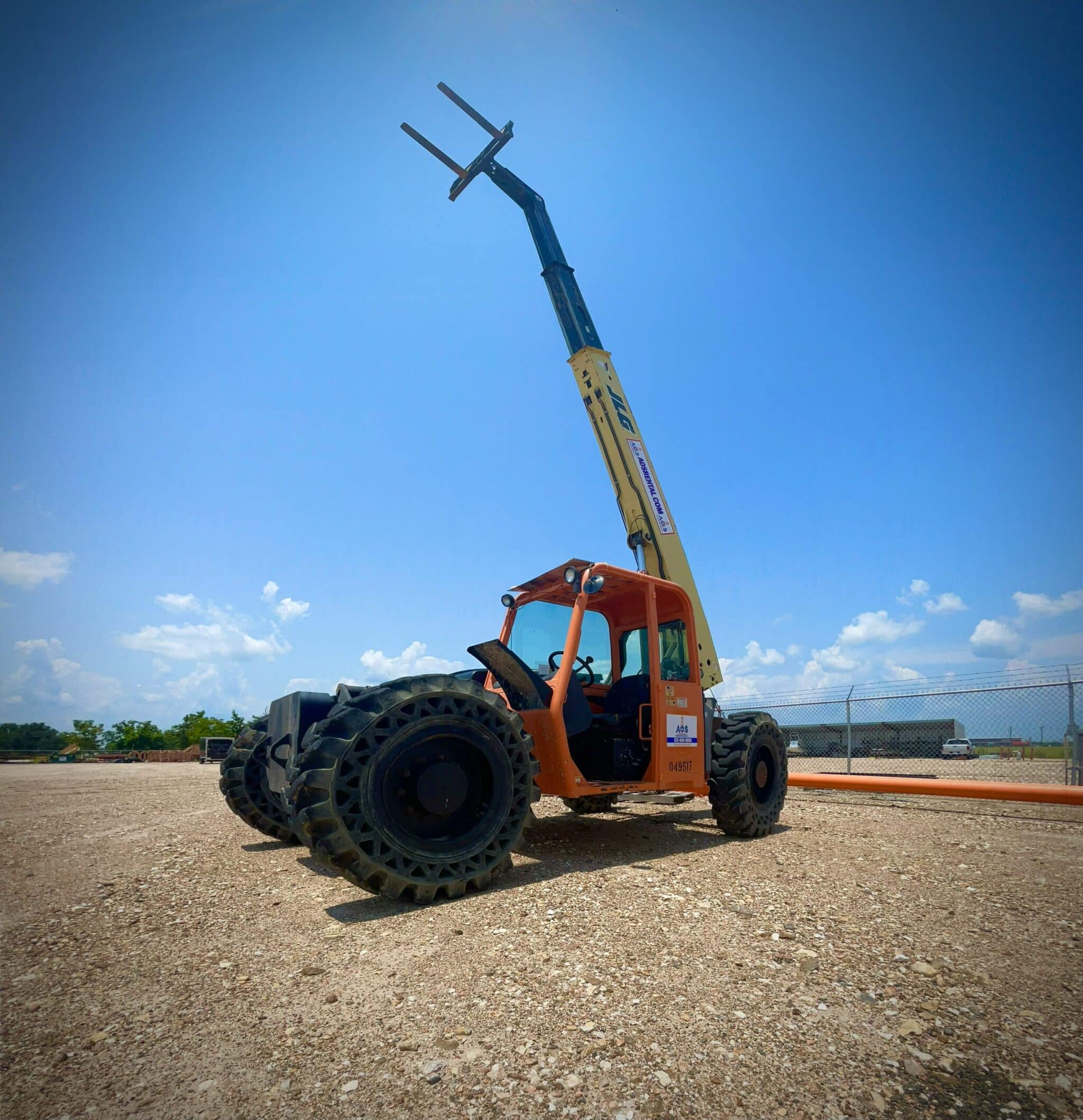 reach forklift fully extended in the air