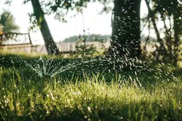 water sprinklers on grass
