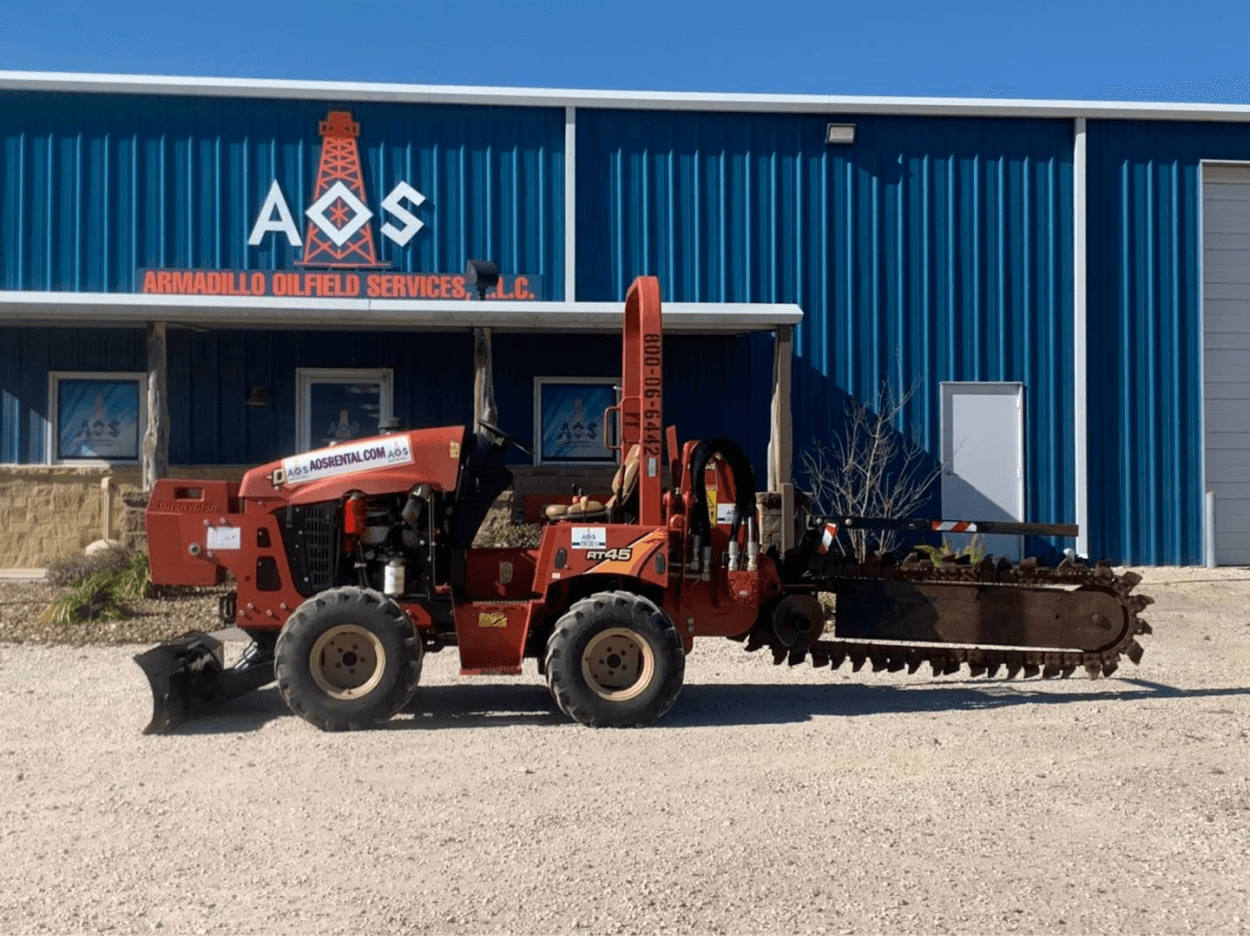 RT45 trencher in front of building.