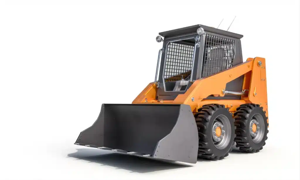 Orange Skid Steer Loader with Standard Bucket Attachment