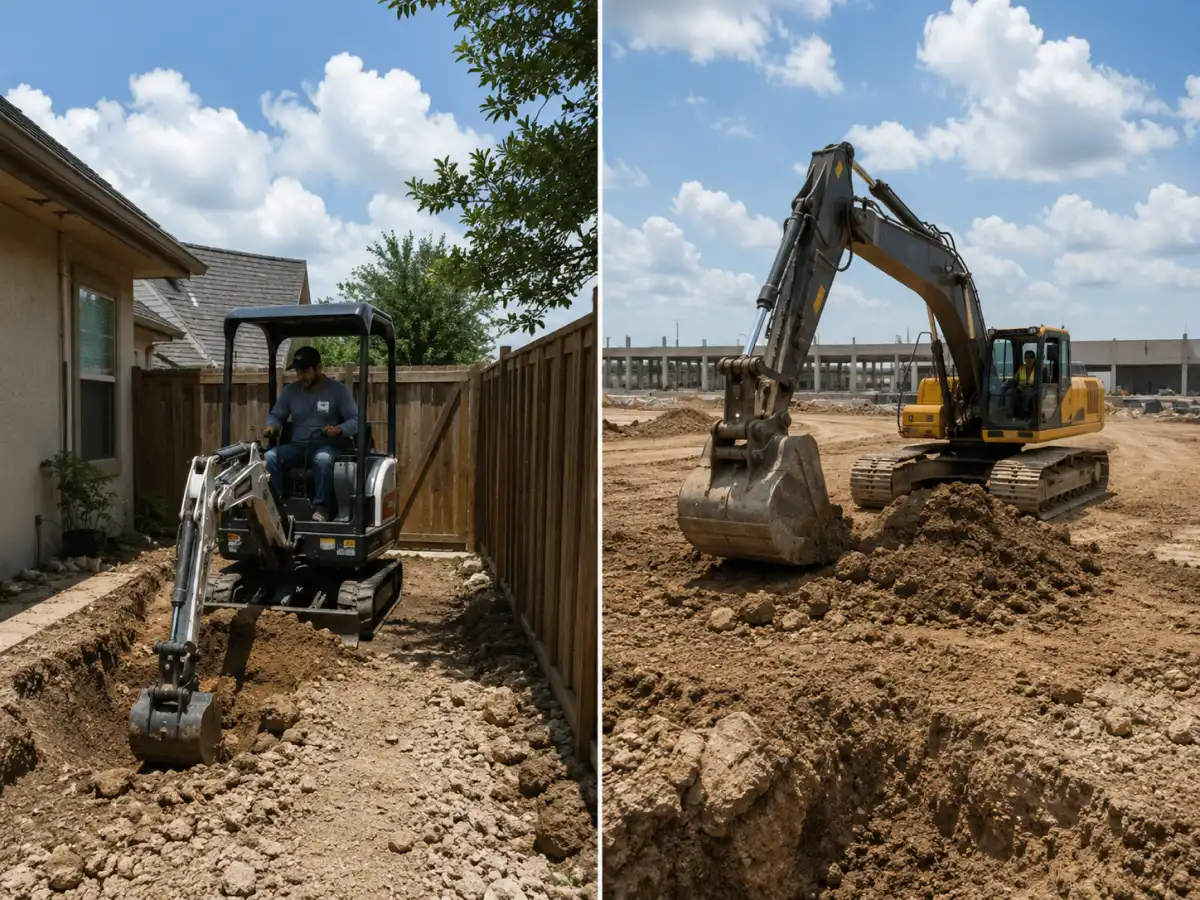 What Size Excavator Do You Actually Need for Your Project? 1 Comparing mini excavator and full-size excavator rental options for different project sizes